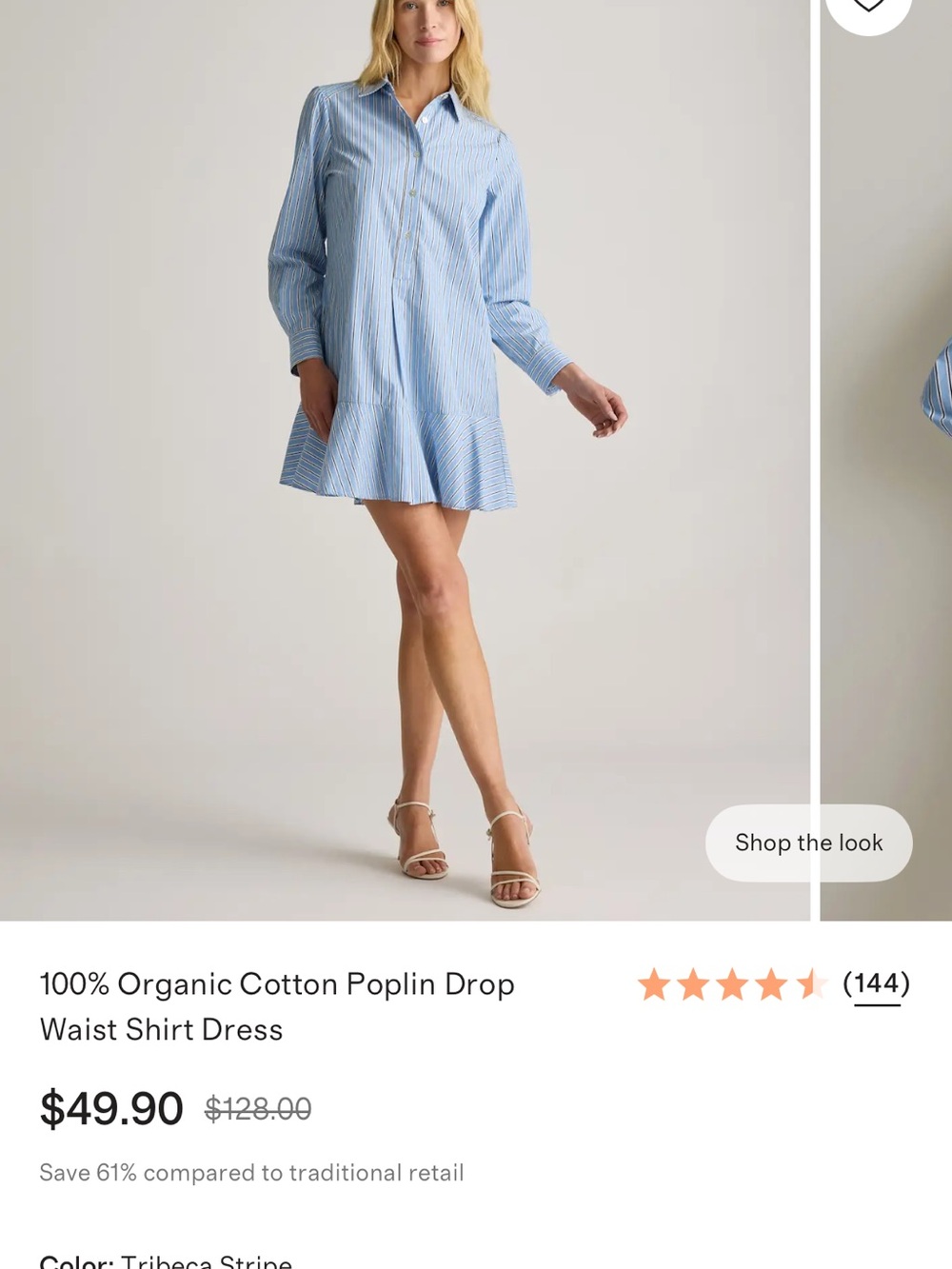 Quince Light Blue Stripe Long Sleeve Shirt Dress